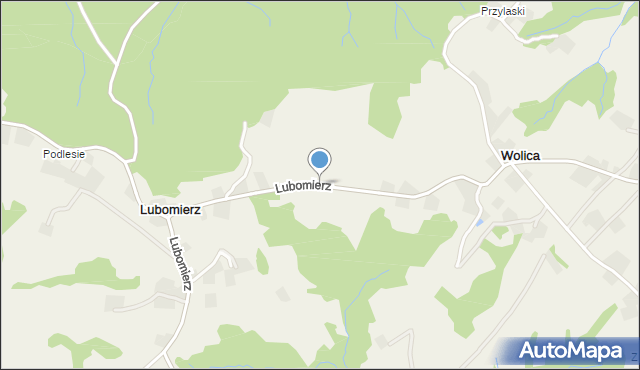 Lubomierz gmina Łapanów, Lubomierz, mapa Lubomierz gmina Łapanów