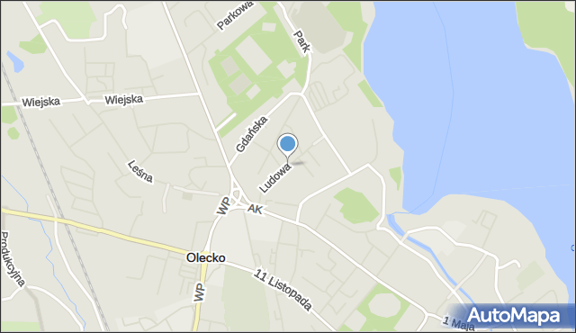 Olecko, Ludowa, mapa Olecko