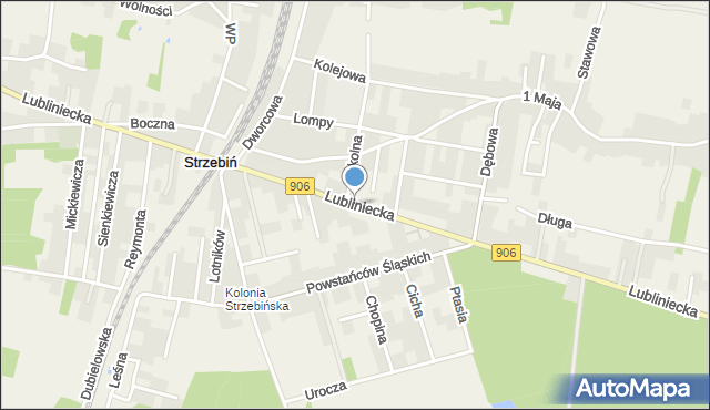 Strzebiń, Lubliniecka, mapa Strzebiń