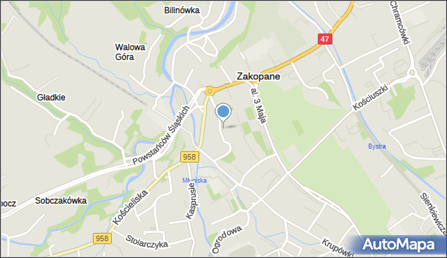 Zakopane, Łukaszówki, mapa Zakopanego