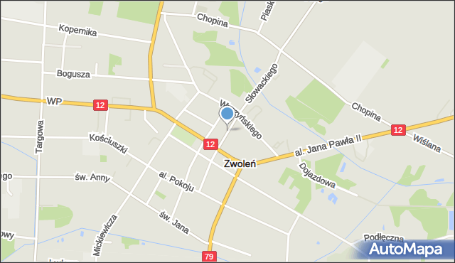 Zwoleń, Lubelska, mapa Zwoleń