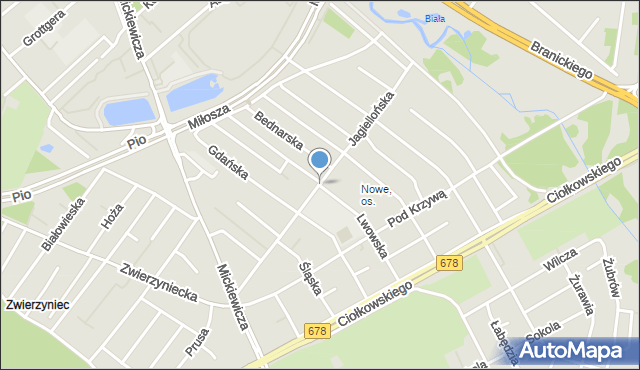 Białystok, Lwowska, mapa Białegostoku
