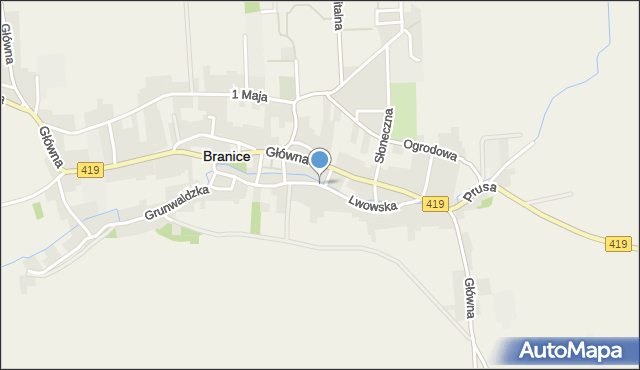 Branice powiat głubczycki, Lwowska, mapa Branice powiat głubczycki