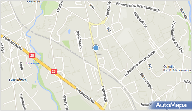 Krosno, Lwowska, mapa Krosna
