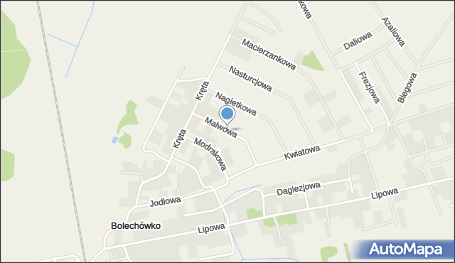Bolechówko, Malwowa, mapa Bolechówko