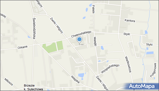 Brzezie k. Sulechowa, Malczewskiego Jacka, mapa Brzezie k. Sulechowa