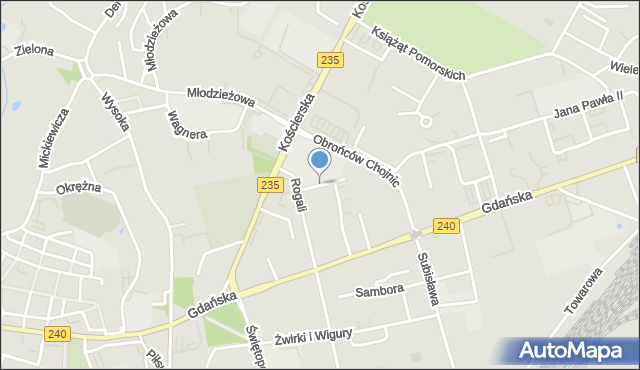 Chojnice, Majkowskiego Aleksandra, dr., mapa Chojnic