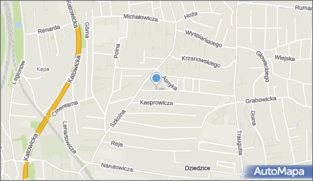 Czechowice-Dziedzice, Makuszyńskiego Kornela, mapa Czechowic-Dziedzic