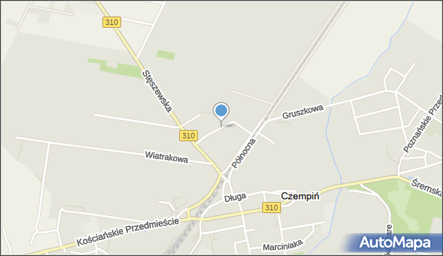 Czempiń, Malinowa, mapa Czempiń