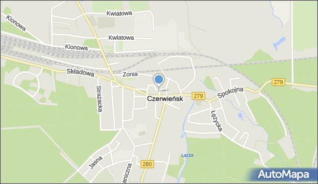 Czerwieńsk, Małoszkolna, mapa Czerwieńsk
