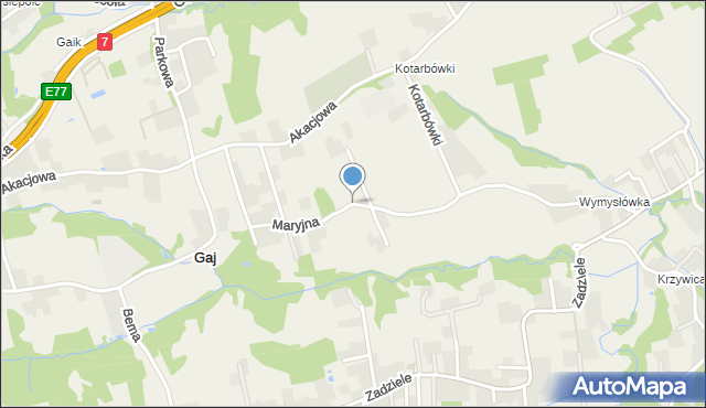 Gaj gmina Mogilany, Maryjna, mapa Gaj gmina Mogilany