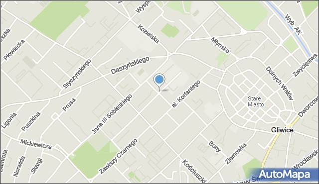 Gliwice, Malinowskiego Lucjana, mapa Gliwic