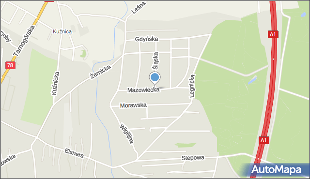 Gliwice, Mazowiecka, mapa Gliwic