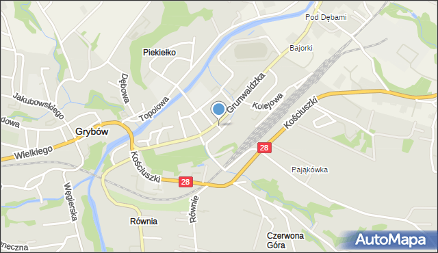 Grybów, Mała, mapa Grybów