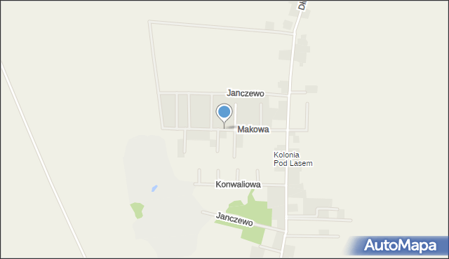 Janczewo gmina Santok, Makowa, mapa Janczewo gmina Santok