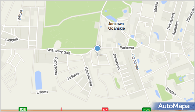 Jankowo Gdańskie, Malachitowa, mapa Jankowo Gdańskie