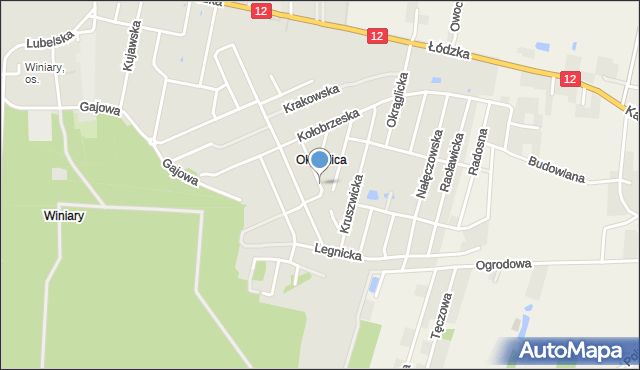 Kalisz, Malborska, mapa Kalisza