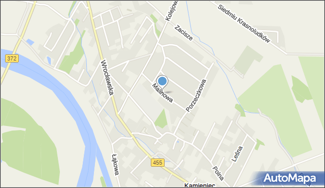 Kamieniec Wrocławski, Malinowa, mapa Kamieniec Wrocławski