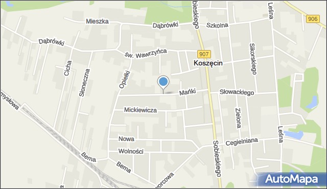 Koszęcin powiat lubliniecki, Mańki, mapa Koszęcin powiat lubliniecki
