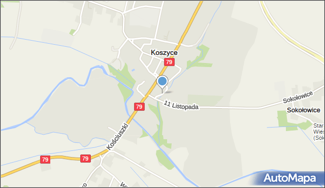 Koszyce powiat proszowicki, Mazowiecka, mapa Koszyce powiat proszowicki