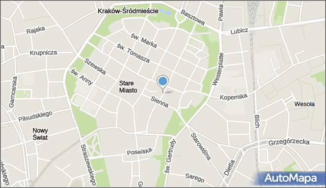 Kraków, Mały Rynek, mapa Krakowa