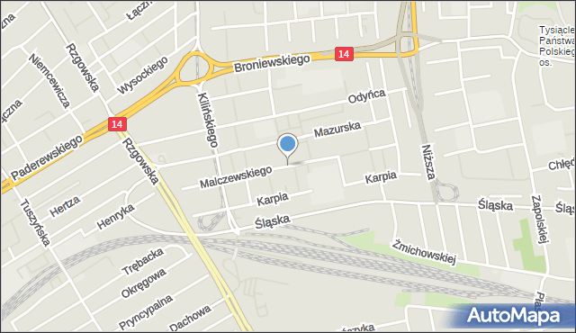 Łódź, Malczewskiego Jacka, mapa Łodzi