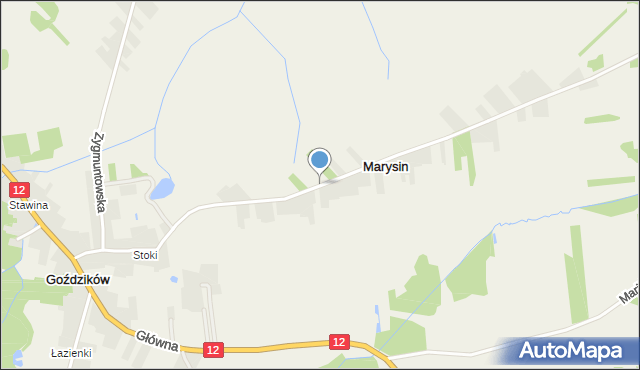 Marysin gmina Gielniów, Marysin, mapa Marysin gmina Gielniów