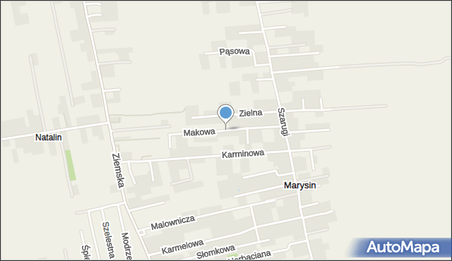 Marysin gmina Jastków, Makowa, mapa Marysin gmina Jastków