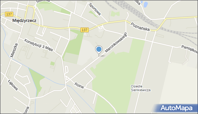 Międzyrzecz, Marcinkowskiego, mapa Międzyrzecz