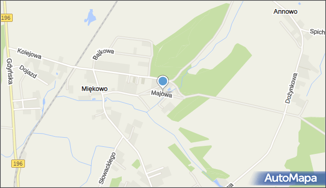 Miękowo gmina Czerwonak, Majowa, mapa Miękowo gmina Czerwonak