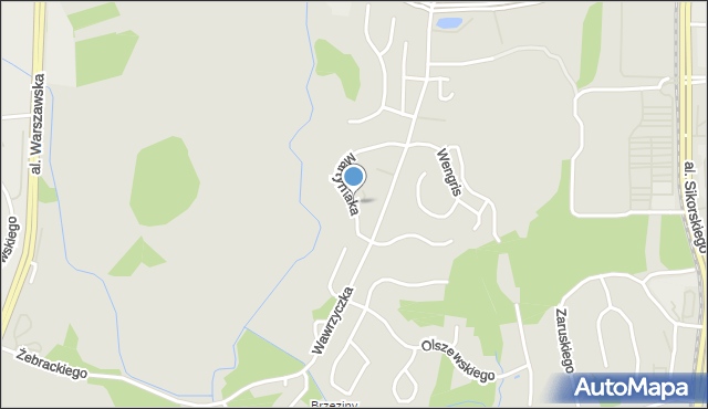 Olsztyn, Martyniaka Aleksandra, prof., mapa Olsztyna