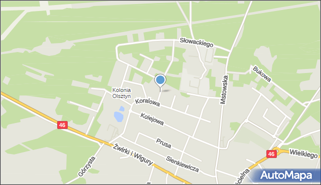 Olsztyn powiat częstochowski, Maurycego, mapa Olsztyn powiat częstochowski