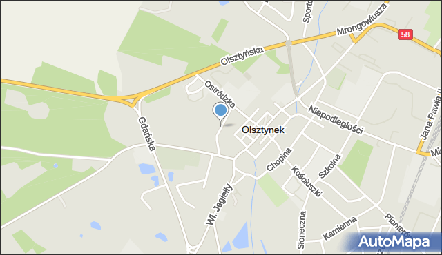 Olsztynek, Mazurska, mapa Olsztynek