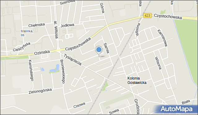 Opole, Malinowa, mapa Opola