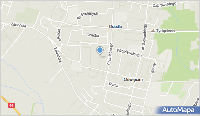 Oświęcim, Marchlewskiego Leona, mapa Oświęcimia