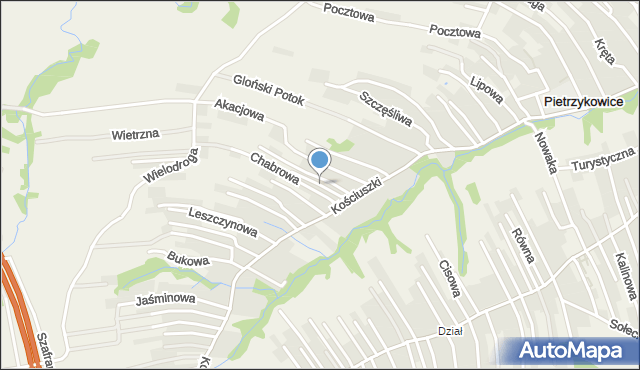 Pietrzykowice gmina Łodygowice, Makowa, mapa Pietrzykowice gmina Łodygowice