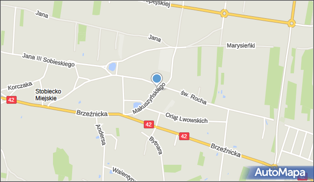 Radomsko, Makuszyńskiego Kornela, mapa Radomsko