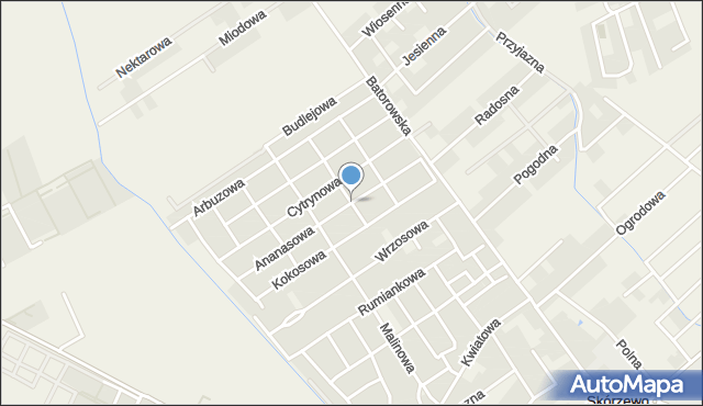 Skórzewo gmina Dopiewo, Mandarynkowa, mapa Skórzewo gmina Dopiewo