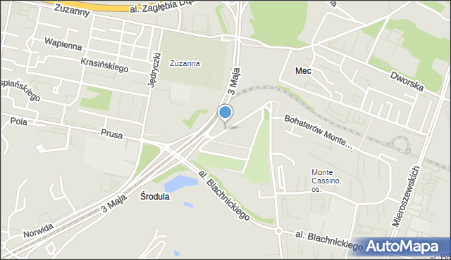 Sosnowiec, Małe Zagórze, mapa Sosnowca