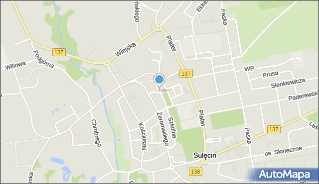 Sulęcin, Mariańska, mapa Sulęcin