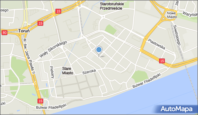 Toruń, Małe Garbary, mapa Torunia