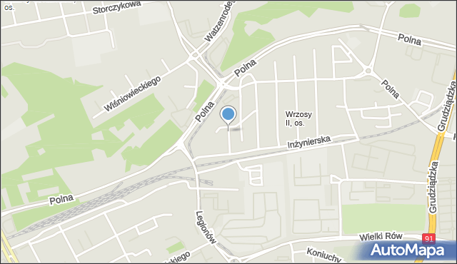 Toruń, Maszynowa, mapa Torunia