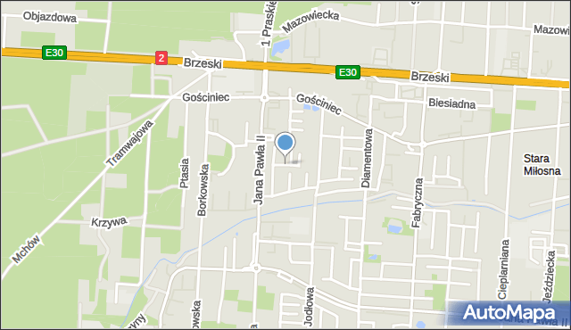 Warszawa, Malachitowa, mapa Warszawy