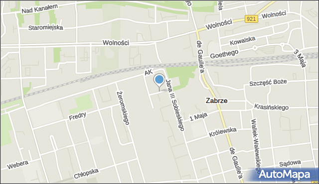 Zabrze, Malczewskiego Jacka, mapa Zabrza