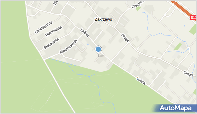 Zakrzewo gmina Dopiewo, Malinowa, mapa Zakrzewo gmina Dopiewo