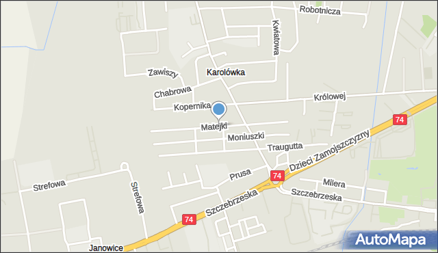 Zamość, Matejki Jana, mapa Zamościa