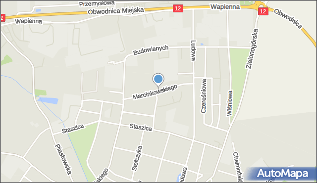 Żary, Marcinkowskiego, mapa Żary