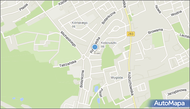 Zielona Góra, Madalińskiego Antoniego Józefa, gen., mapa Zielona Góra