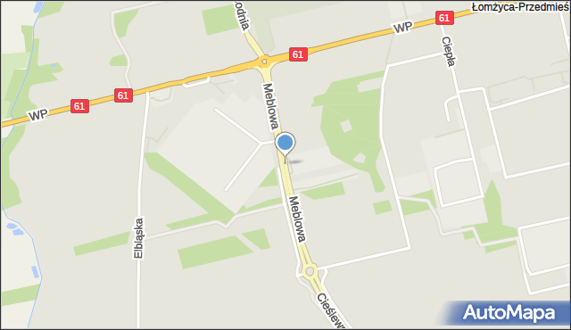 Łomża, Meblowa, mapa Łomży