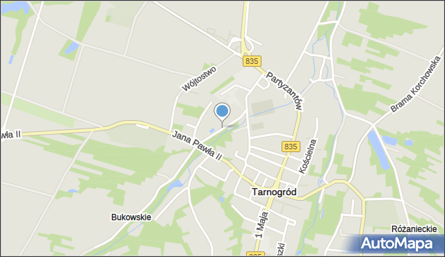 Tarnogród, Męczenników Majdanka, mapa Tarnogród